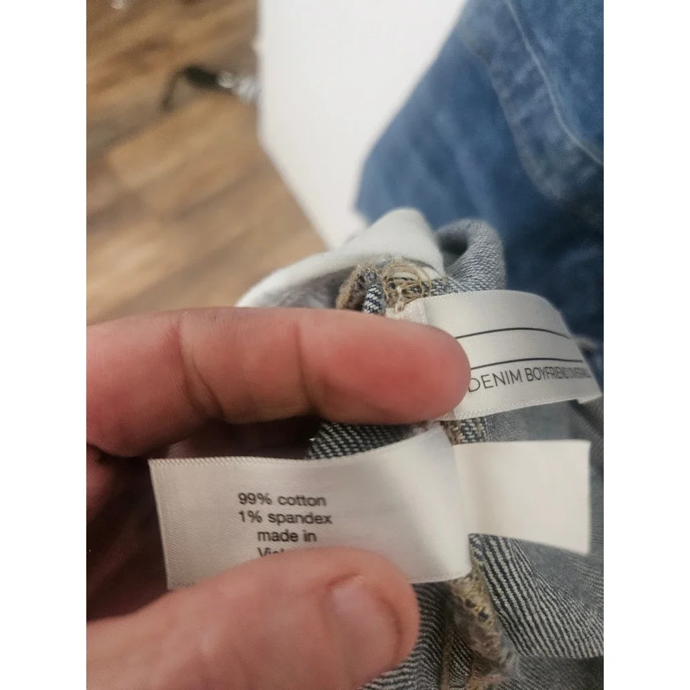 Lane Bryant Rainbow Strap Denim Boyfriend Overalls Shorts Distressed Blu Size 28 - Picture 6 of 9